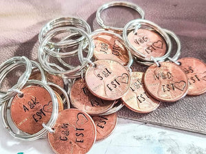 penny keychain couples gift personalized