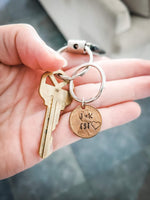 penny keychain with personalized stamped message