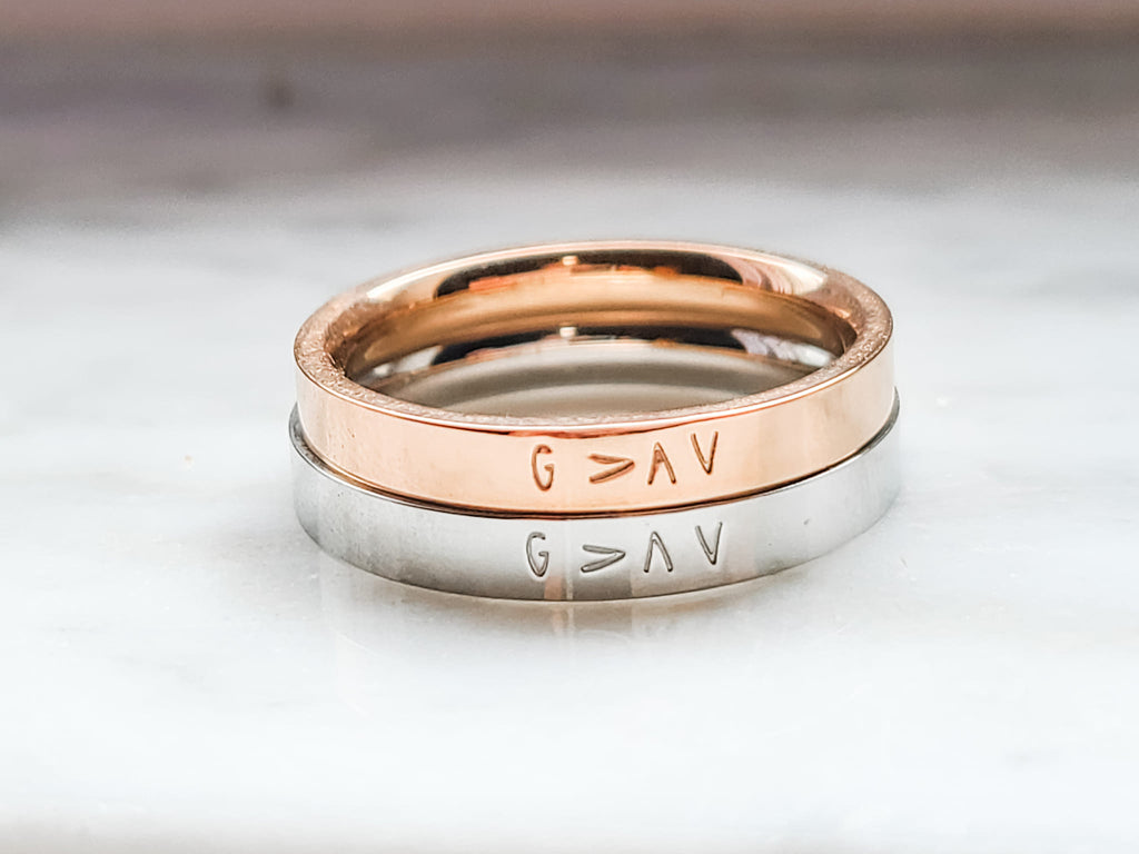 God is Greater than the Highs and the Lows Stamped Ring