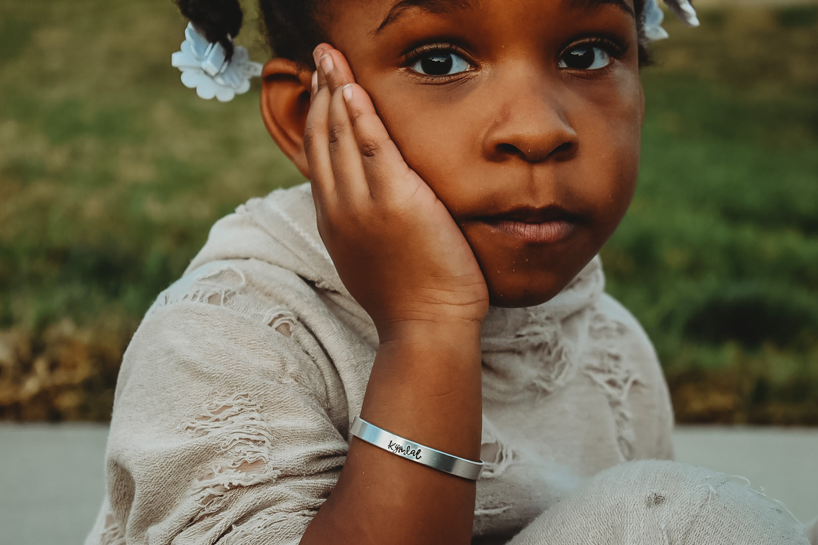 Custom stamped Kids Cuff bracelet