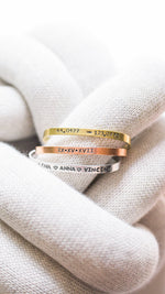 silver, copper or brass bracelet with your own personal message stamped on it